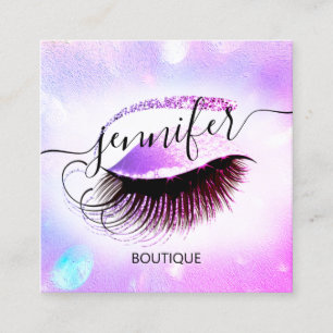 Professionell Makeup Lash QR-kod Holographic Pinky Fyrkantigt Visitkort