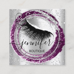 Professionell Makeup Lash Shop Glitter Vip Silver Fyrkantigt Visitkort