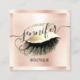 Professionell Makeup Lash Shop QR Code Guld Logoty Fyrkantigt Visitkort