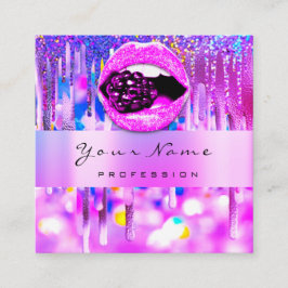 Professionell Makeup Logotyp Lip Holograph Drip Be Fyrkantigt Visitkort