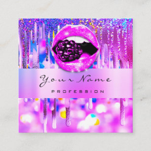 Professionell Makeup Logotyp Lip Holograph Drip Be Fyrkantigt Visitkort