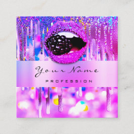 Professionell Makeup Logotyp Lip Holograph Drip Fr Fyrkantigt Visitkort