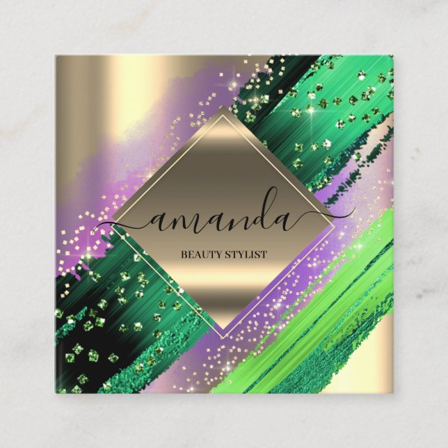 Professionell Makeup Logotyp Tropik Body Cosmetics Fyrkantigt Visitkort (Framsida)