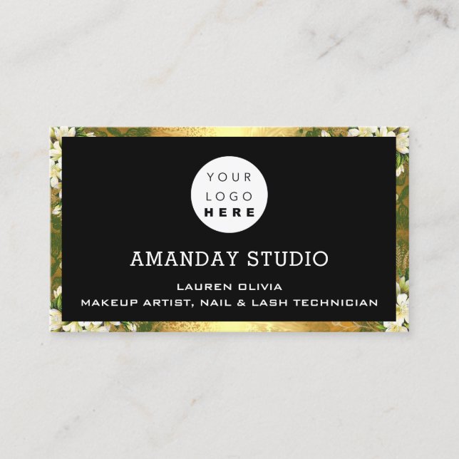 Professionell Makeup Möte Anpassningsbar Guld Logo Visitkort (Framsida)