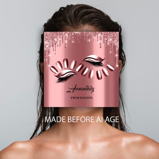Professionell Makeup Nagel Manicuitor Möte Ro Fyrkantigt Visitkort (Professional Makeup Nail Manicure Appointment Rose Square Business Card)