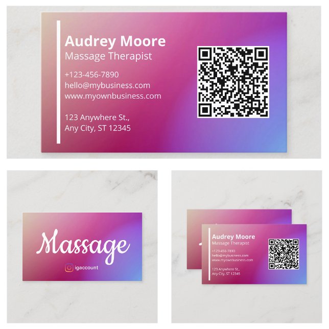 Professionell Mallar QR-kod för massageterapi Visitkort (Professional Templates QR Code Massage Therapist Business Card
)