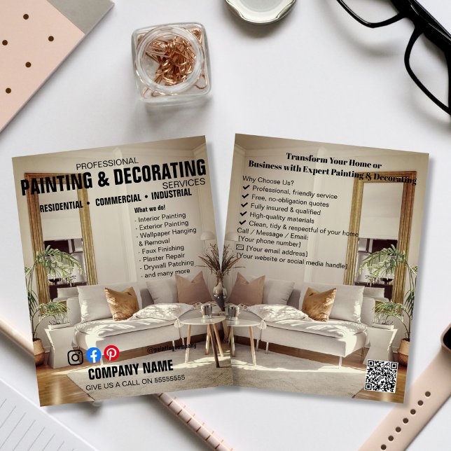 Professionell Målning & Dekoreringsservice Folder  Reklamblad (Skapare uppladdad)