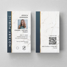 Professionell Marble Blue & Guld Notary Photo QR