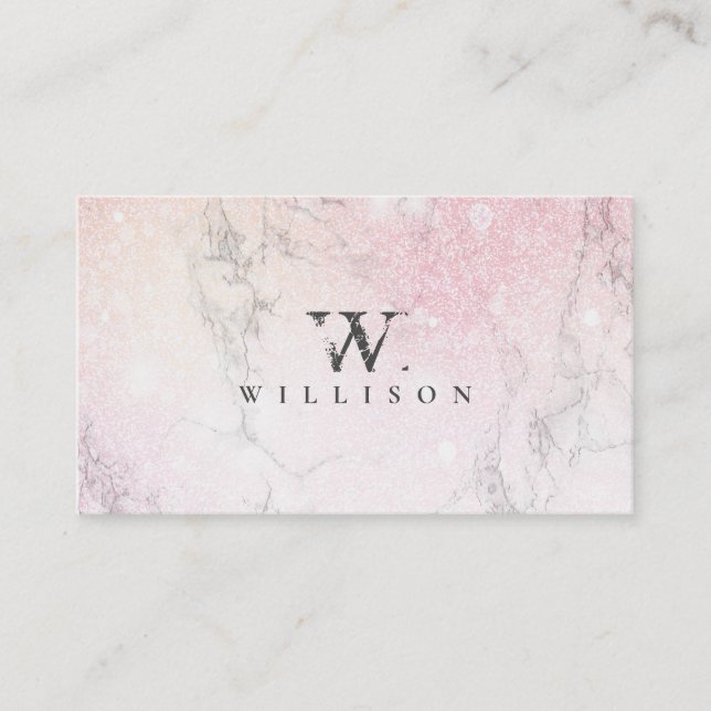 Professionell Marble Glitter monogram Visitkort (Framsida)