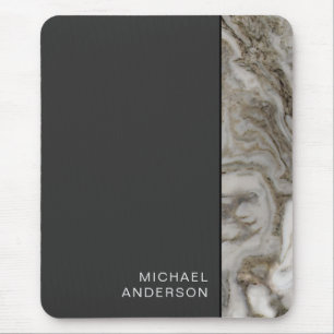 Professionell Marble Kant om Flat Black med Namn Musmatta