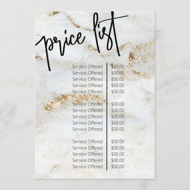 Professionell Marble Nail Salon Pris List-meny Meny (Framsida)