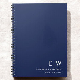 Professionell marinblå företagsmonogram initialer anteckningsbok
