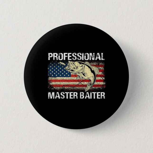 Professionell Master Baiter Retro Amerikansk Flagg Knapp (Framsida)