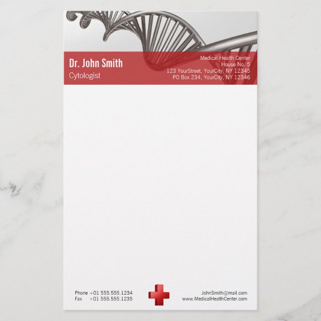 Professionell Medicinsk 3D- symbol Kor DNA Brevpapper (Framsida)