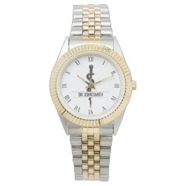 Professionell Medicinsk asclepius Black Simple Nam Armbandsur