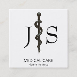 Professionell Medicinsk Asclepius Enkel Svart Vit Fyrkantigt Visitkort