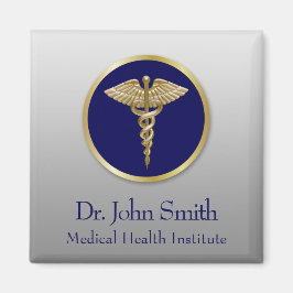 Professionell Medicinsk Caduceus Blue Guld Magnet