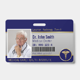 Professionell Medicinsk Caduceus Guld Blue Photo I