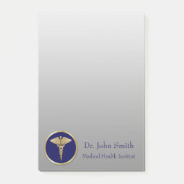 Professionell Medicinsk Caduceus Guld Blue Post-it Block