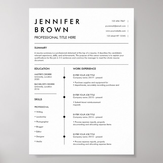 Professionell meritförteckning mall modern digital poster (Framsidan)