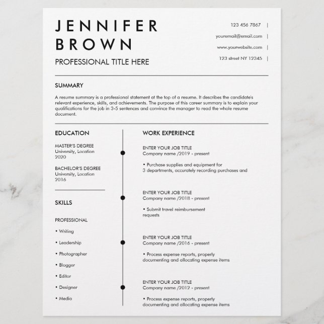 Professionell meritförteckning modern cv (Framsida)