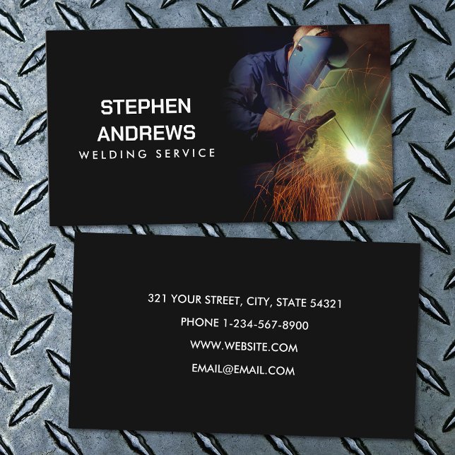 Professionell Metall Svetsningskontraktor Visitkort (Professional Metal Welding Fabrication Contractor Business Card)