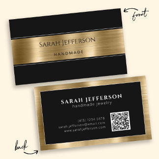 Professionell Metallic Guld Black Simple Elegant Q Visitkort