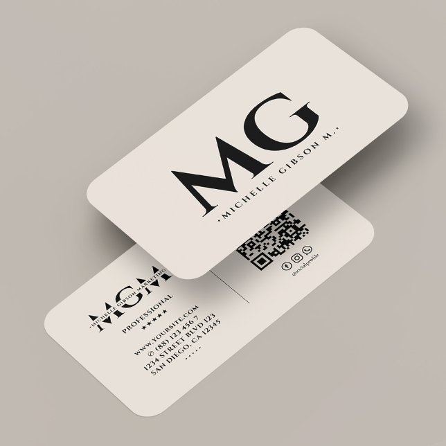 Professionell Minimal Initialer Sand Marknadsförin Visitkort (Professional Minimal Initials Sand Marketing Business Card
)
