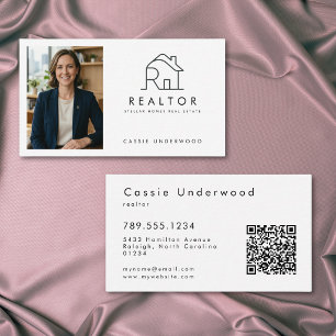 Professionell Minimal Modern Fastighets QR-kod Visitkort