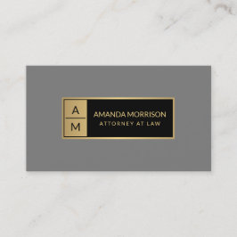 Professionell Minimal Monogram Guld/Grå Jurist Visitkort
