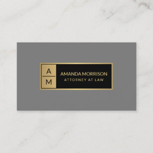 Professionell Minimal Monogram Guld/Grå Jurist Visitkort