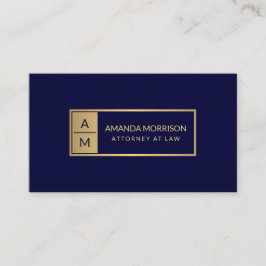 Professionell Minimal Monogram Guld/marinadvokat Visitkort