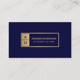 Professionell Minimal Monogram Guld/marinadvokat Visitkort