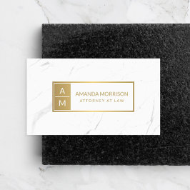 Professionell Minimal monogram Guld/vit marmor Visitkort