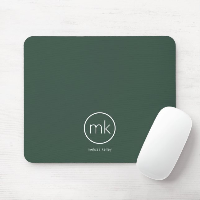 Professionell Minimal Monogram Initial Skogsgrön Musmatta (Med mus)