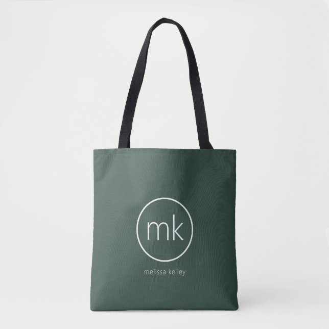 Professionell Minimal Monogram Initial Skogsgrön Tygkasse (Framsida)