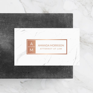 Professionell Minimal monogram Ro Guld/Marble Visitkort