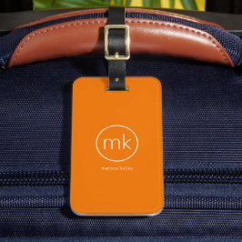 Professionell Minimal Monogram Tangerine Orange Bagagebricka
