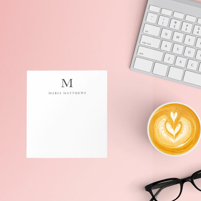 Professionell Minimal Personlig Monogram Namn Anteckningsblock (Skapare uppladdad)
