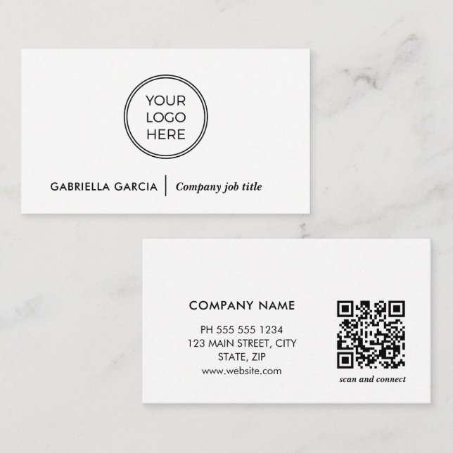Professionell Minimal QR-kod Logo Affärsbricka Visitkort (Fram/baksida)