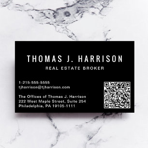 Professionell Minimal QR-kod Svart Visitkort