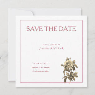 Professionell Minimal Rose Guld Sepia Färg Blommig Spara Datumet