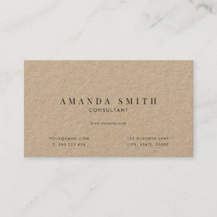 Professionell Minimal Rustic Kraft-Affärskort Visitkort