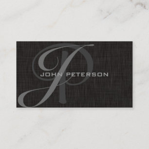Professionell Minimal Svart Linne- MONOGRAM Visitkort
