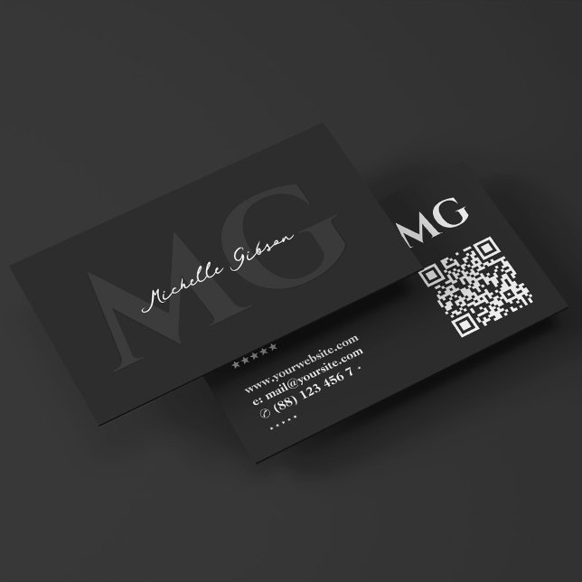 Professionell Minimal svart Marknadsföring-monogra Visitkort (Professional Minimal Black Monogram Initials )