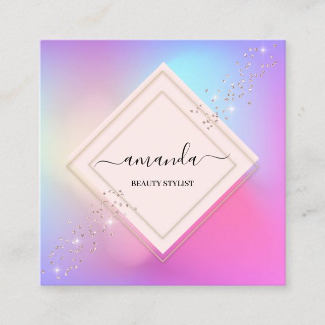 Professionell Minimalism Ram Holografisk Rosa Fyrkantigt Visitkort (Framsida)