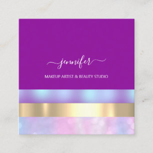 Professionell Minimalism Stripe Rosa Holography Fyrkantigt Visitkort