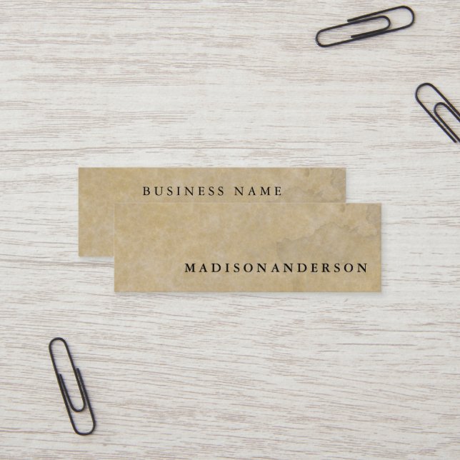 Professionell Minimalist Brown Kraft Sand Papper Mini Visitkort (Fram/Back In Situ)