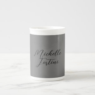 Professionell minimalist modern handstil namn benporslin mugg