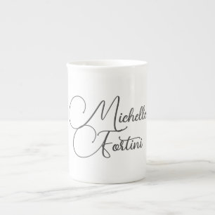 Professionell minimalist modern handstil namn benporslin mugg